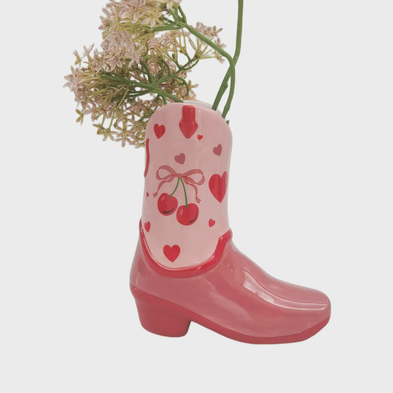 Cowboy Boots Cherry Boot Vase