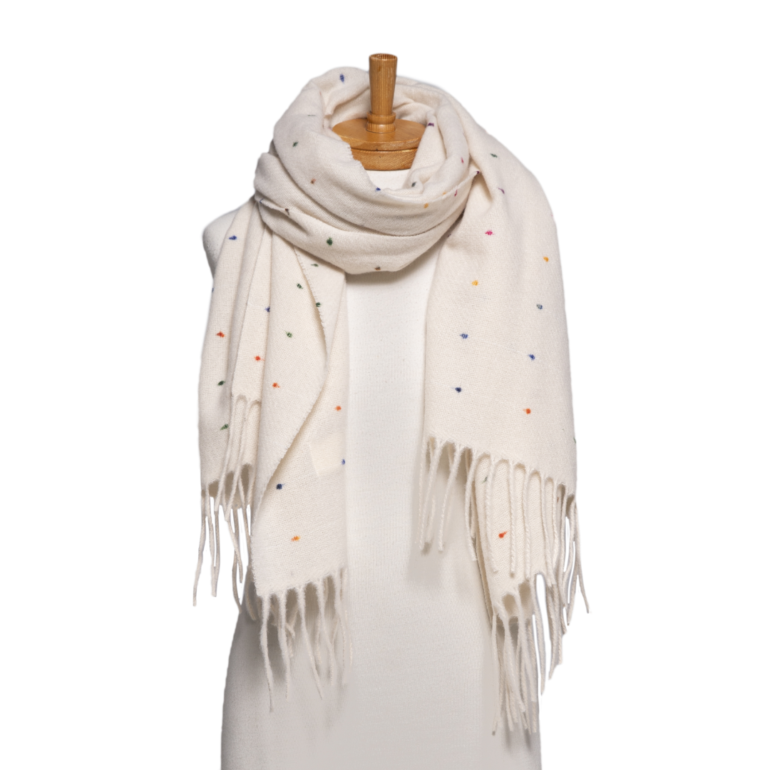 Cream Speckled Fringe Scarf