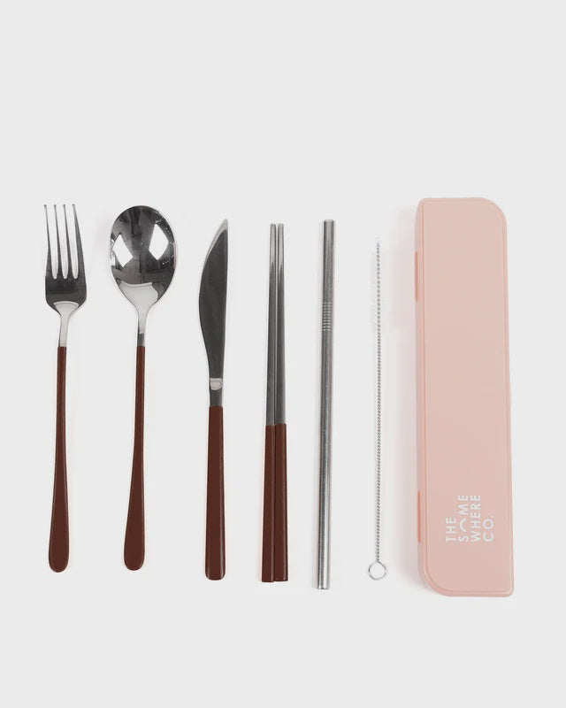Take Me Away Cutlery Kit - Silver &amp; Chocolate