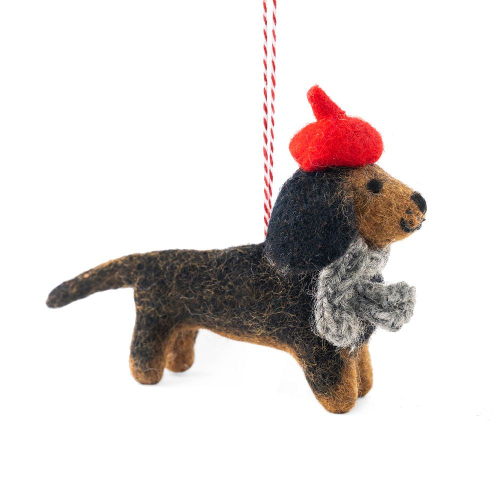 Dachshund Felt Hanging Christmas Decoration