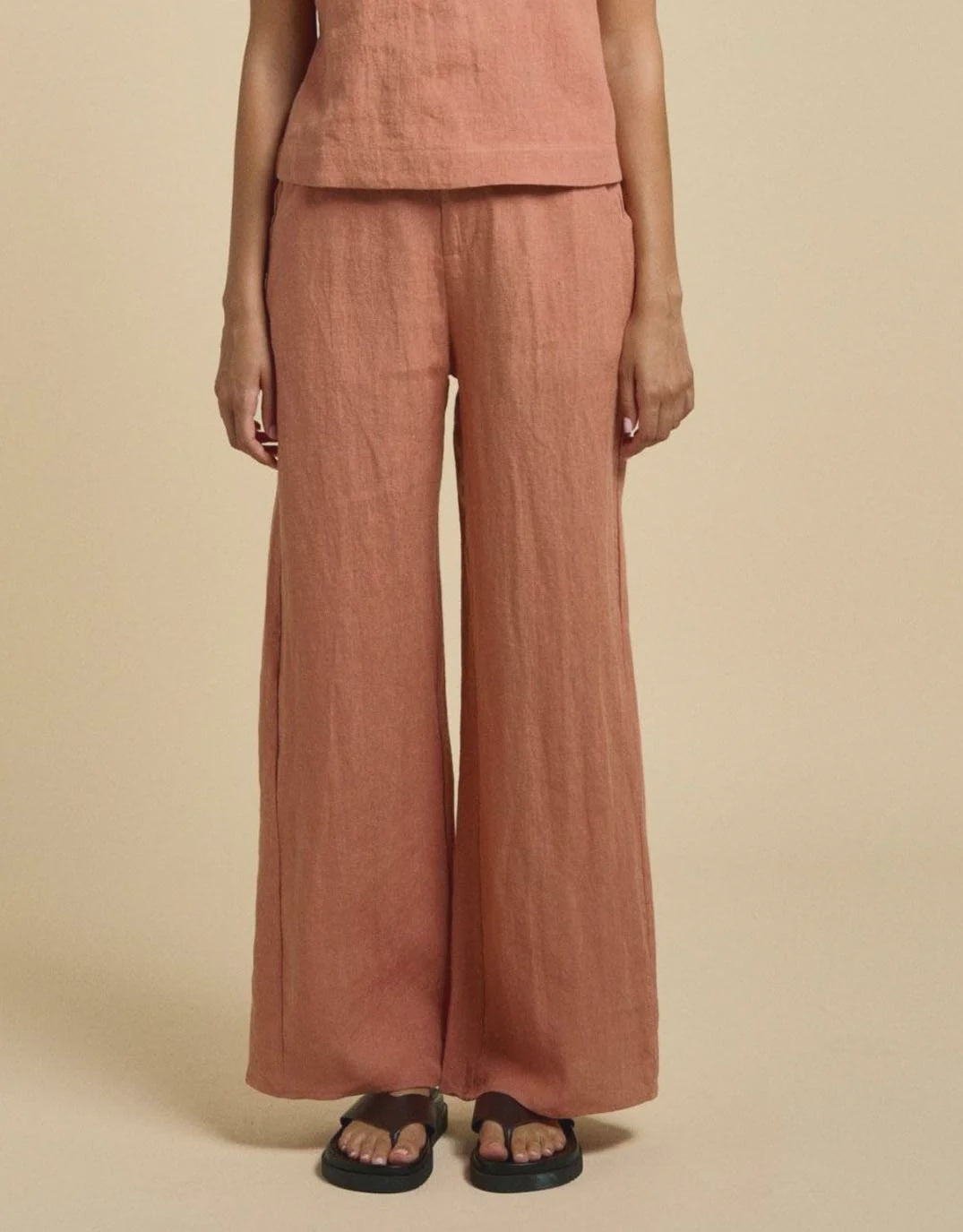 Della Linen Pants - Coral