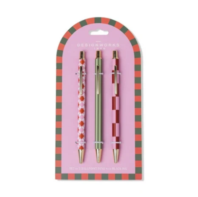 Diamond Stripe Check Set of 3 Pens