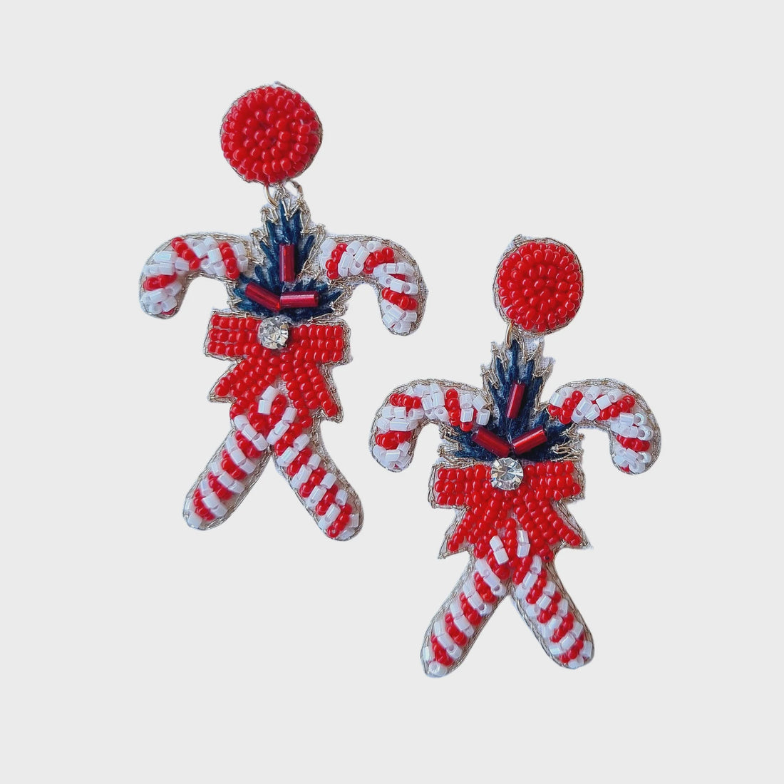 Double Candy Cane Christmas Earrings