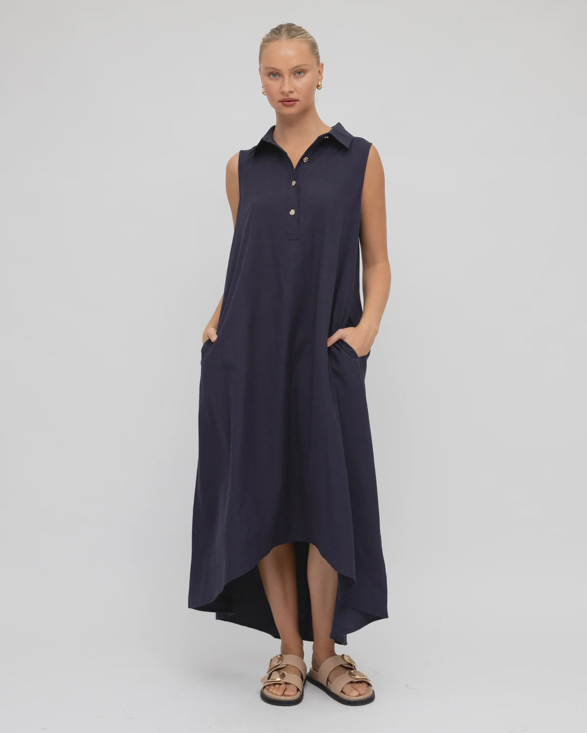 Drape Maxi Dress - Navy