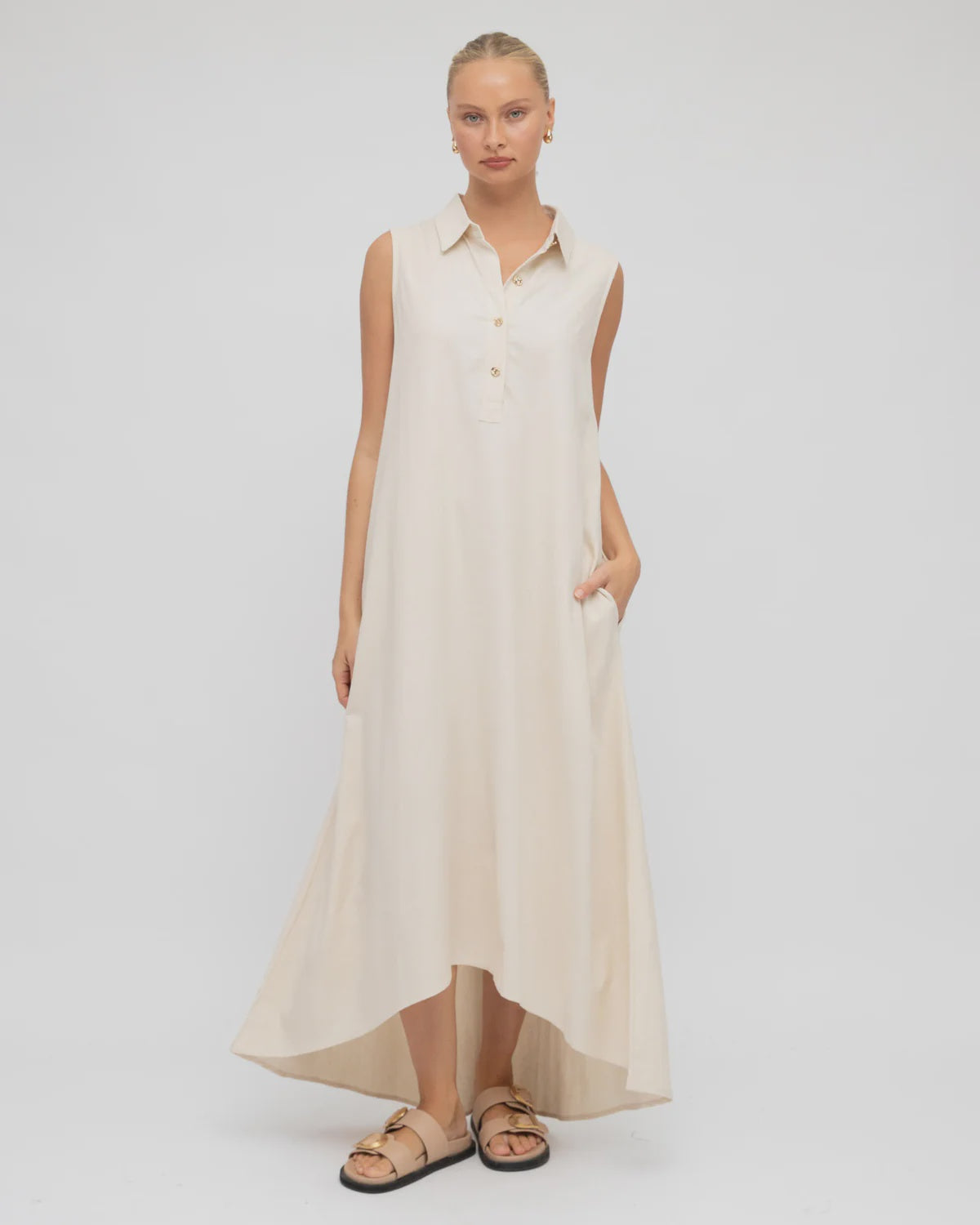 Drape Maxi Dress - Oatmeal