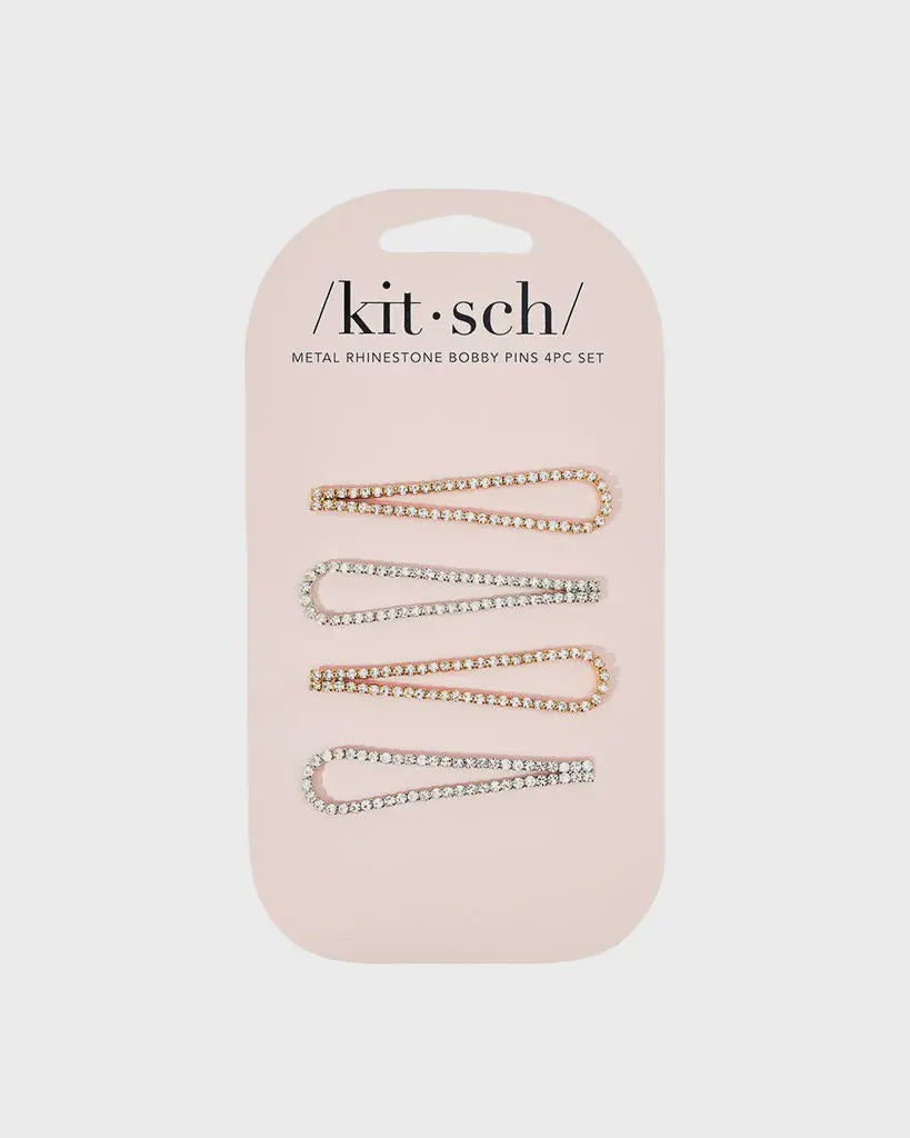 Metal Rhinestone Drop Bobby Pin Set