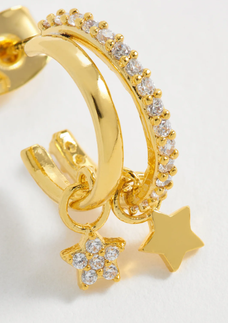 Duo Pave Star Hoops