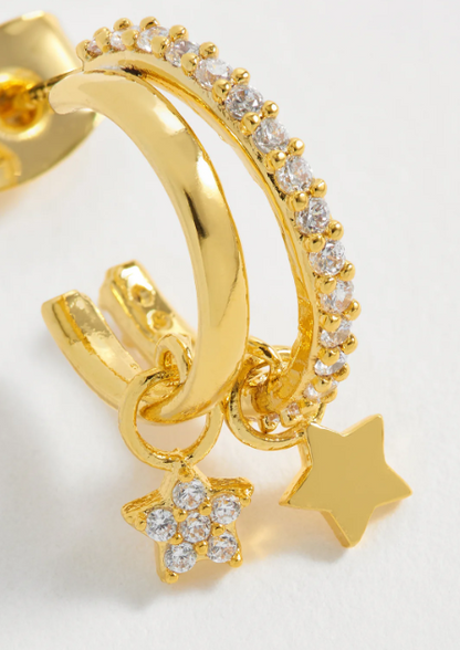 Duo Pave Star Hoops