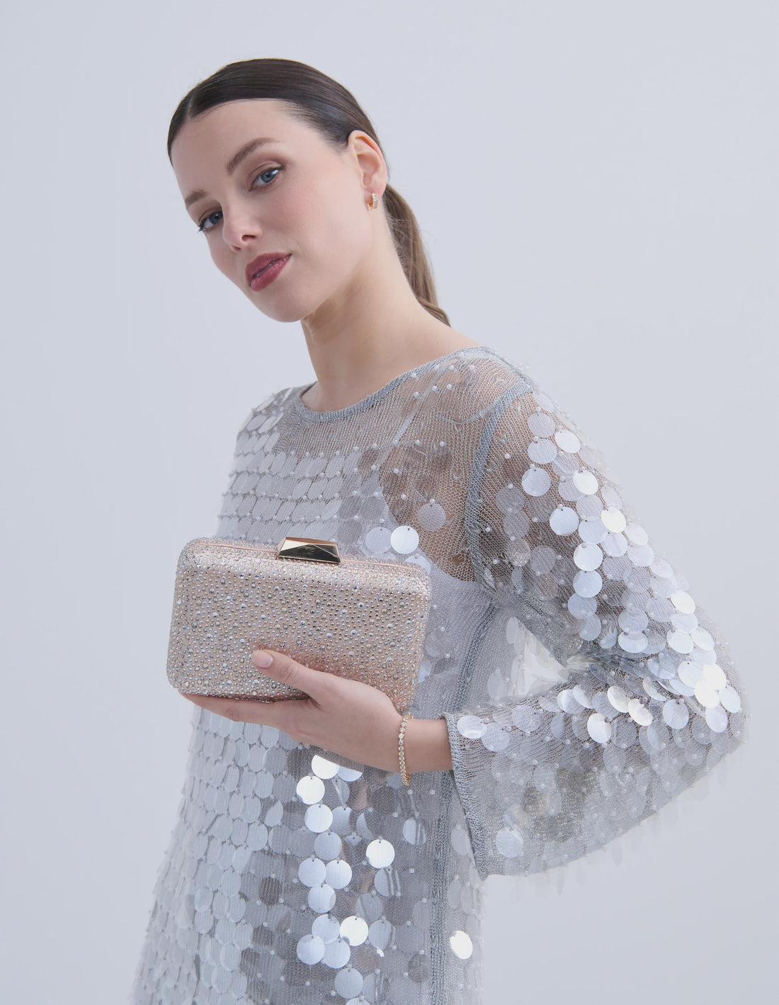 Enna Crystal Satin Clutch