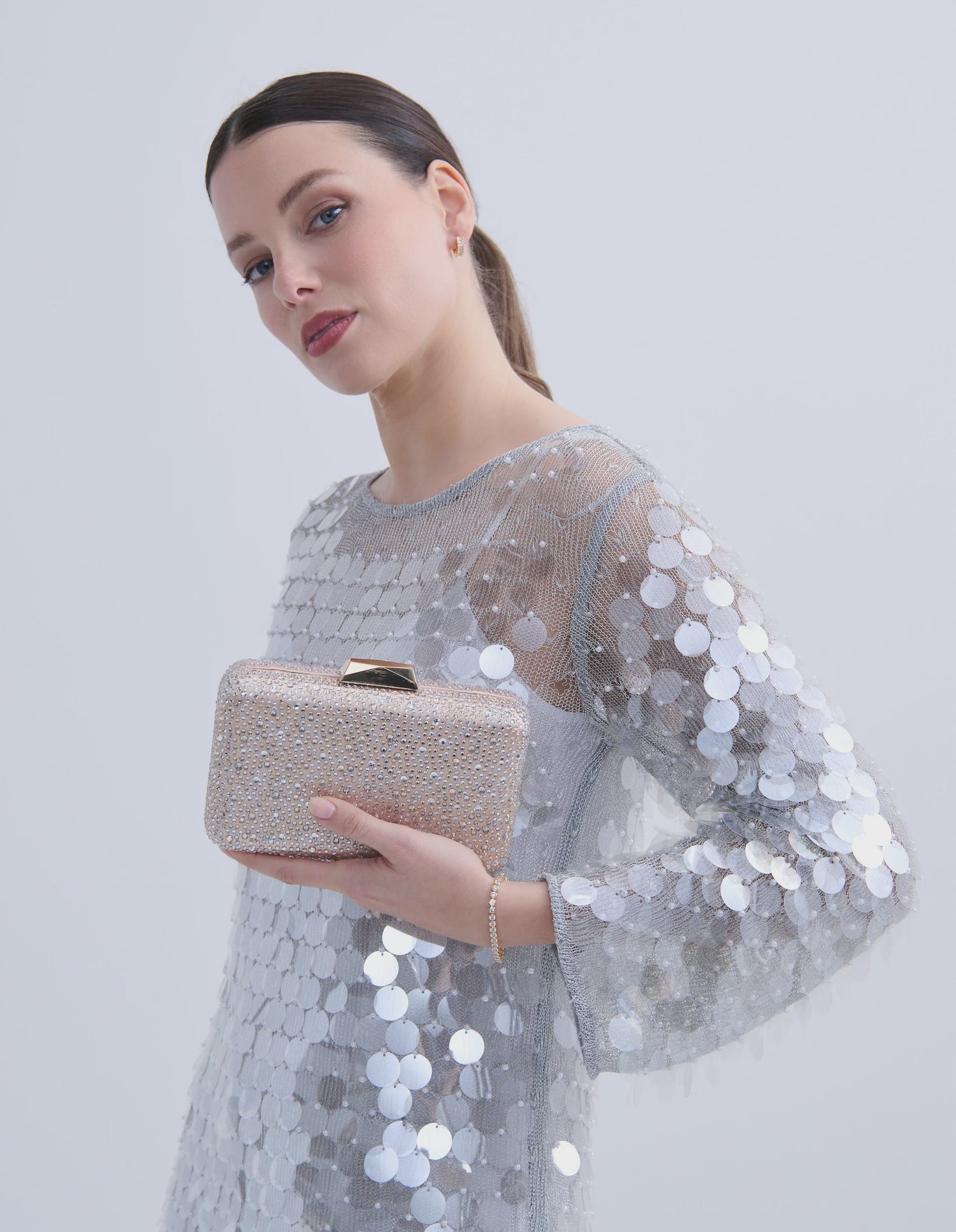 Enna Crystal Satin Clutch