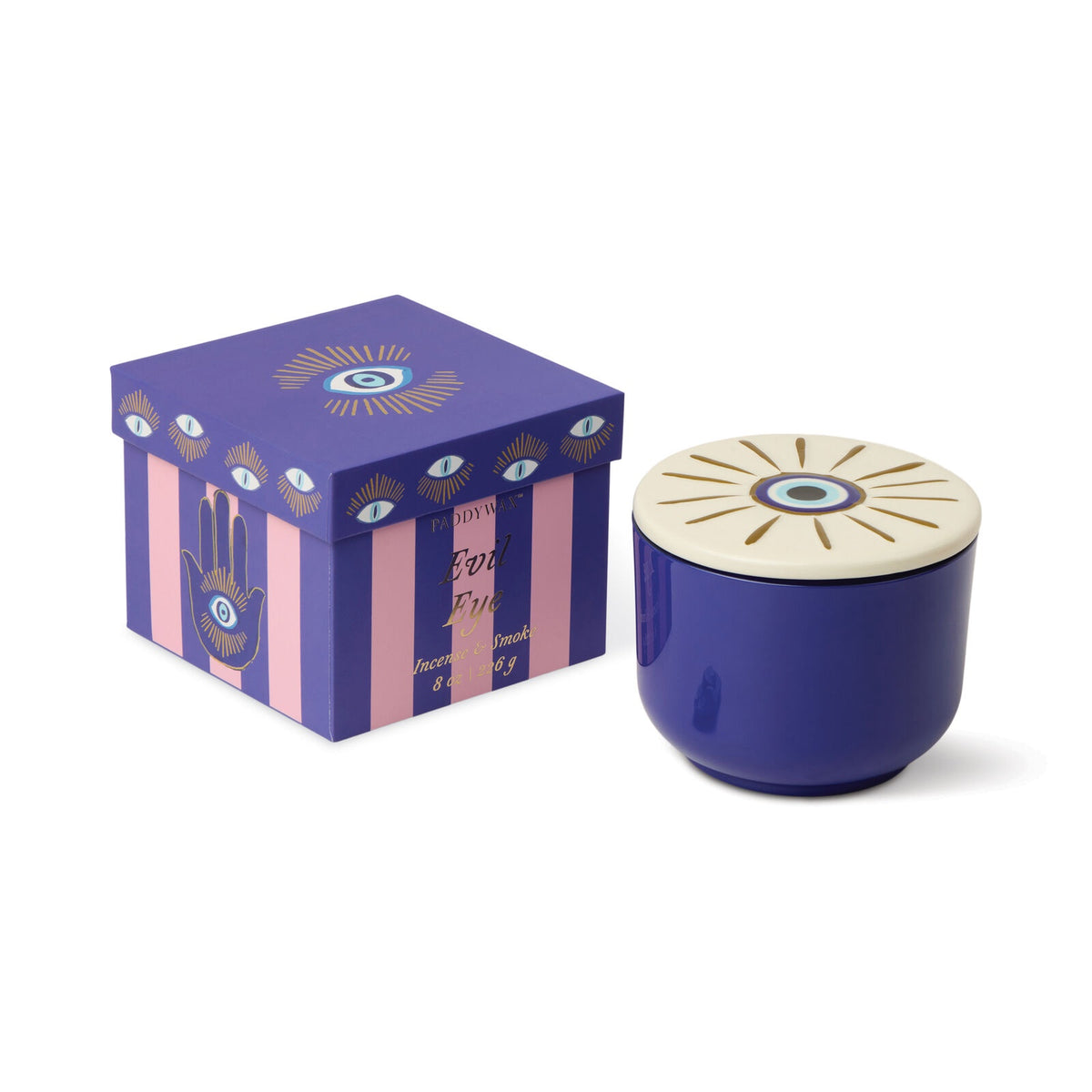 Charmed Glass Candle - Evil Eye Incense &amp; Smoke
