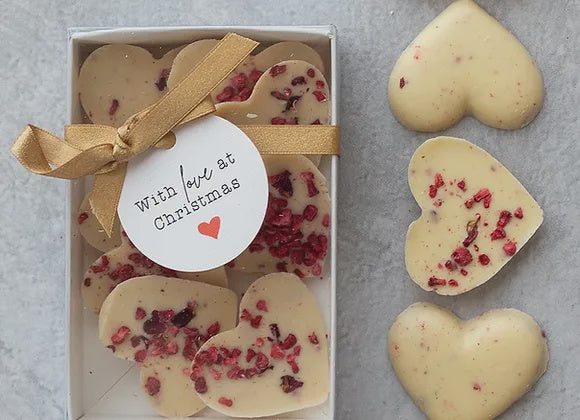 With love at Christmas - Raspberry &amp; Rose Petal Hearts