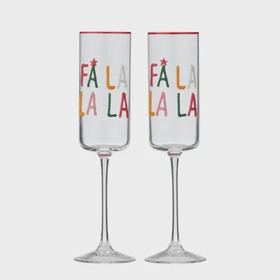 Fa La La La Glass Flutes - Set of 2