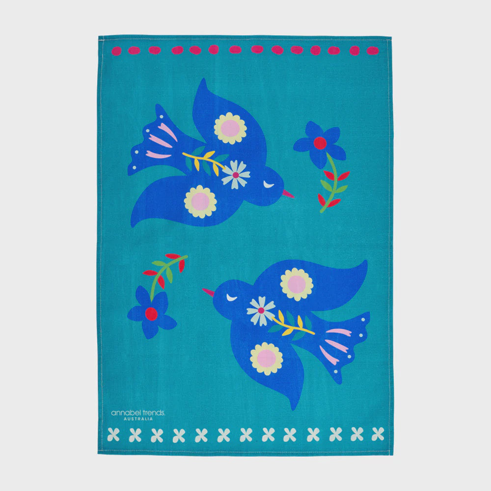 Cotton Print Tea Towel - Fiesta Bird