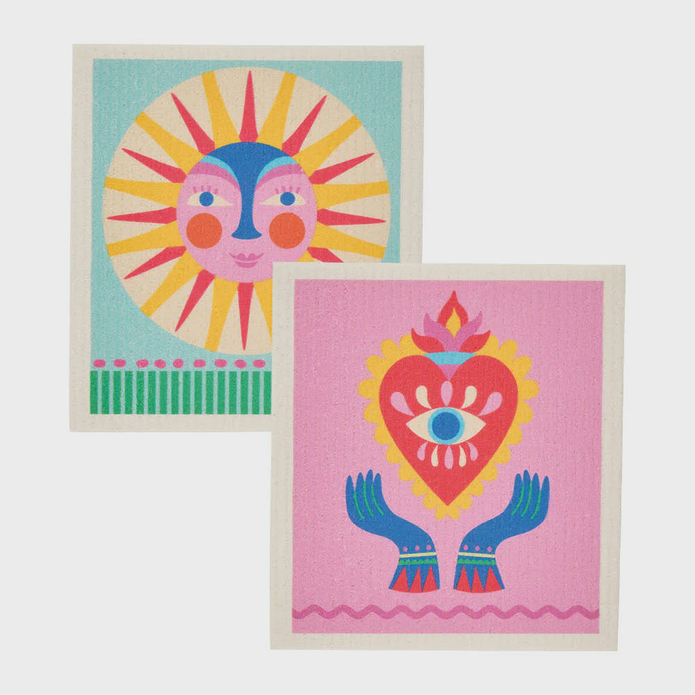 Swedish Style Dish Cloth - Fiesta Sun/Fiesta Heart