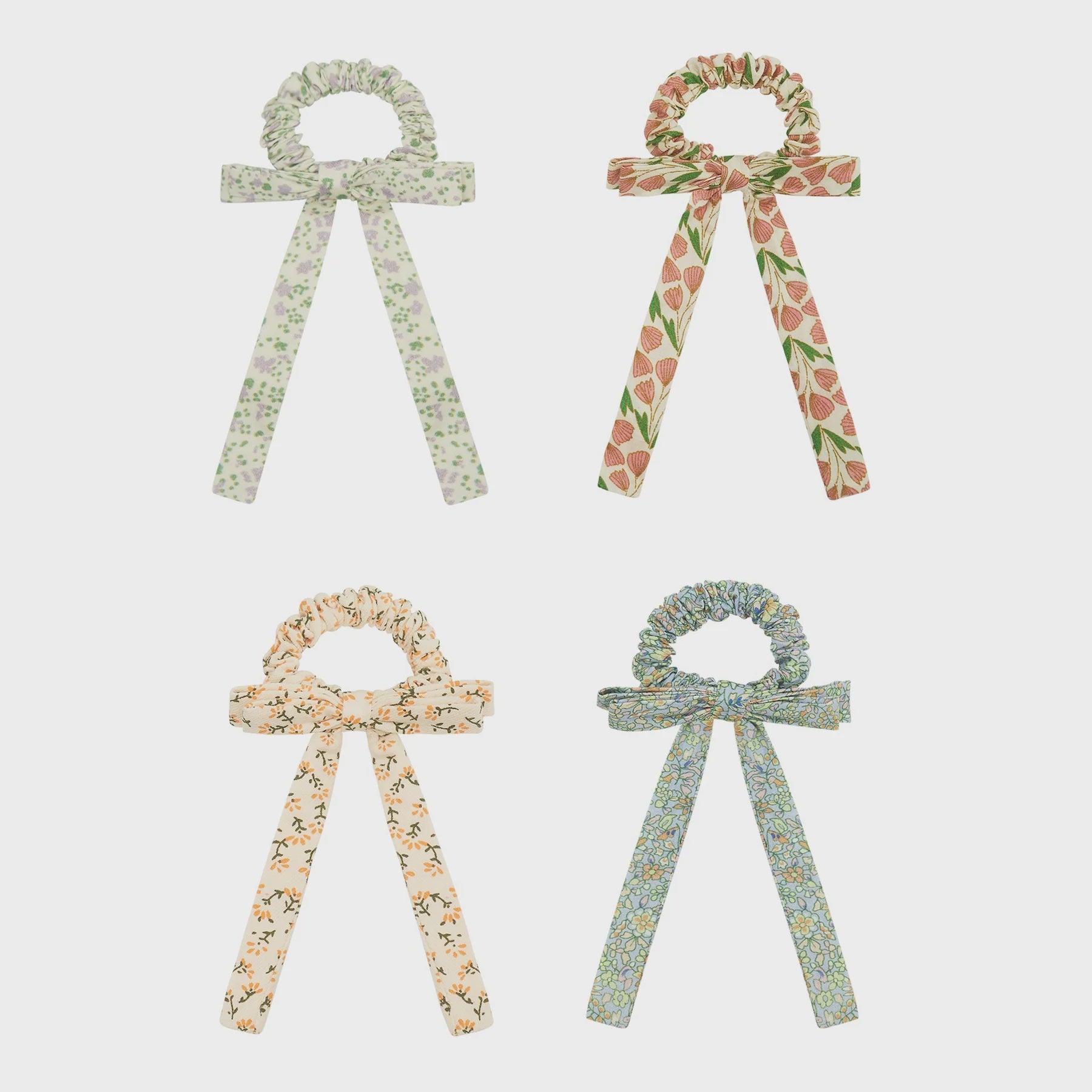 Flora Bow Scrunchies - Set of 4
