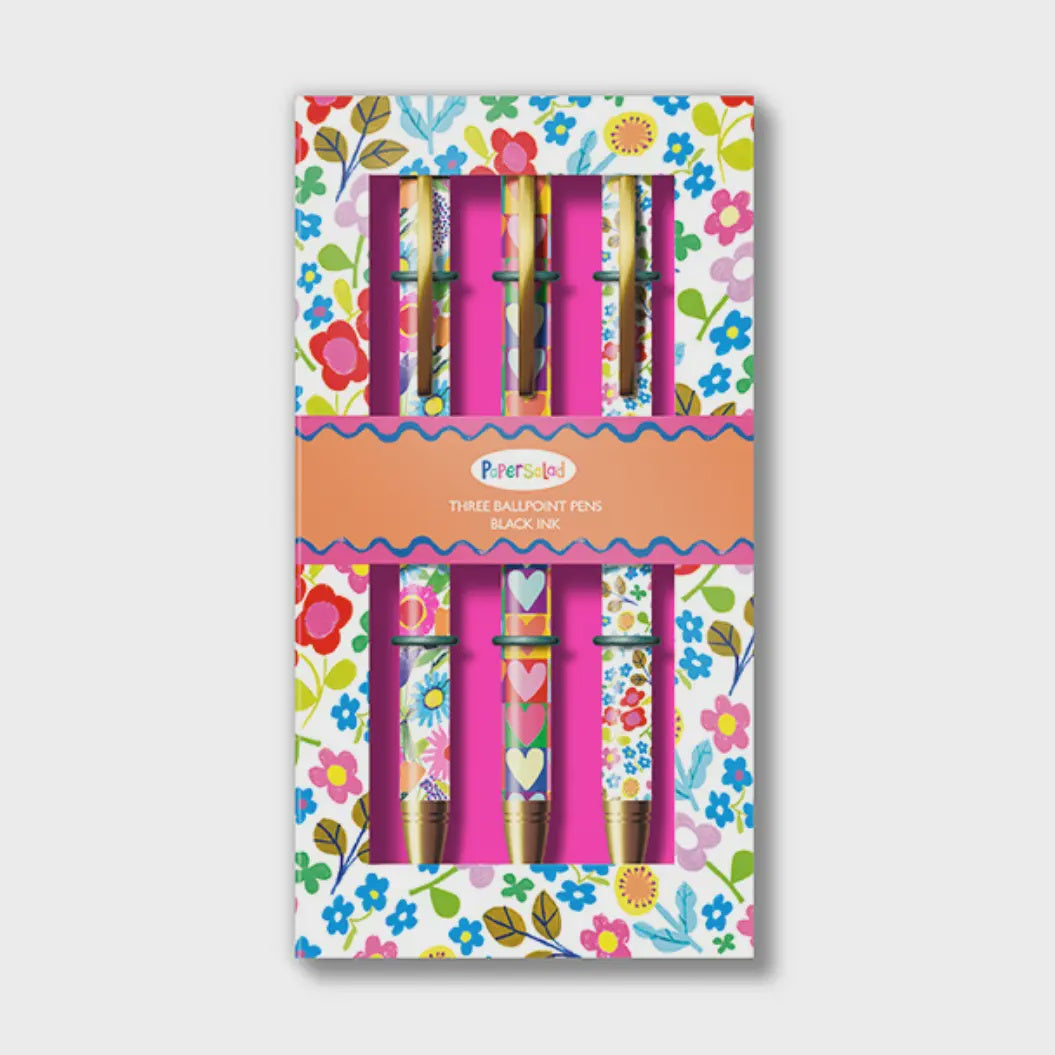 Gift Pen Set - Flowers Stationery Bright - Set of 3