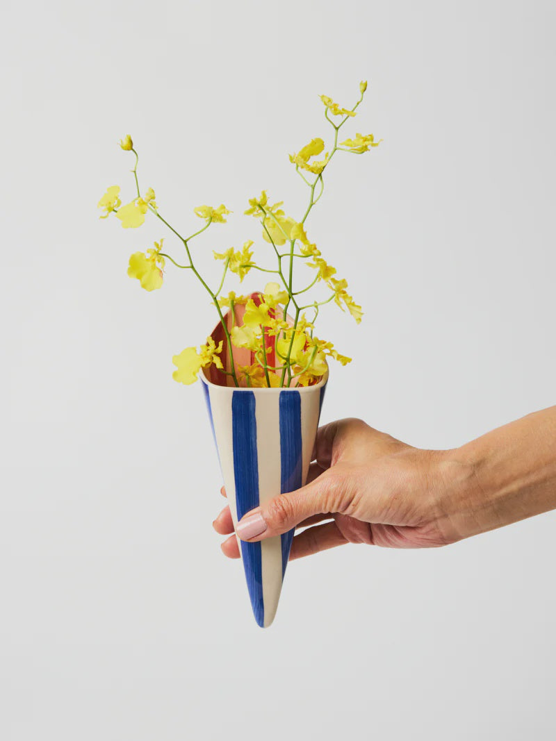 Folly Wall Vase Blue Stripe