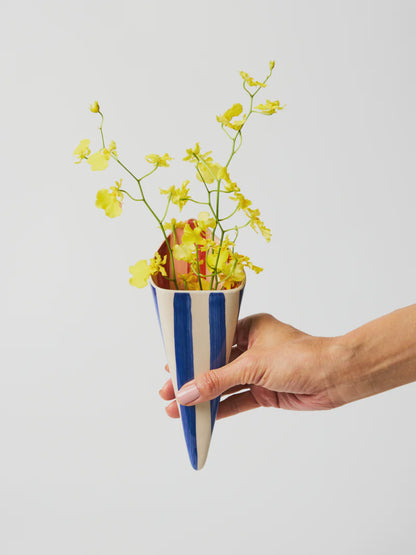 Folly Wall Vase Blue Stripe