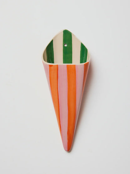 Folly Wall Vase Pink Stripe