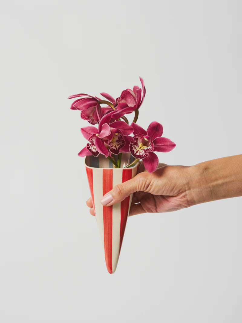 Folly Wall Vase Red Stripe