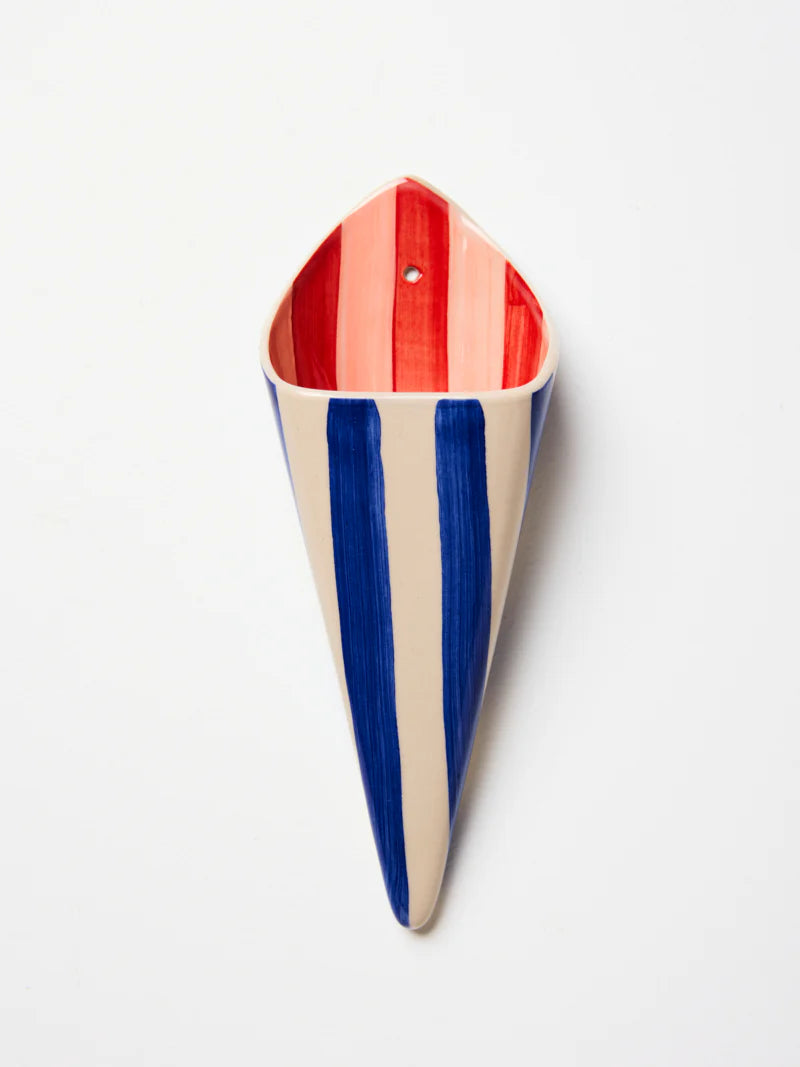 Folly Wall Vase Blue Stripe