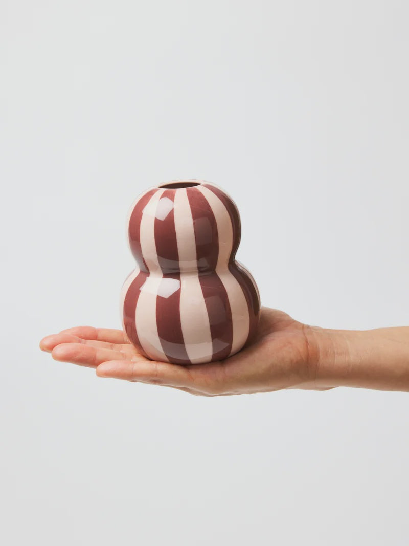 Fonda Vase - Burgundy Pink Stripe