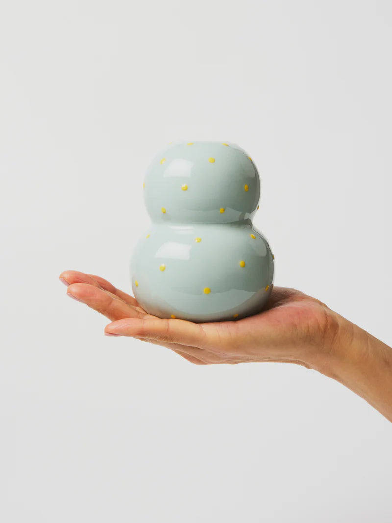 Fonda Pale Blue Yellow Dotty Vase