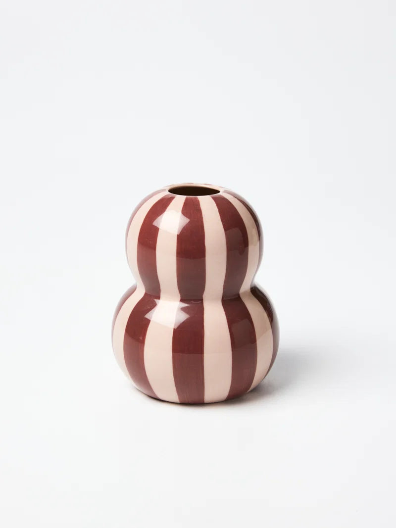 Fonda Vase - Burgundy Pink Stripe
