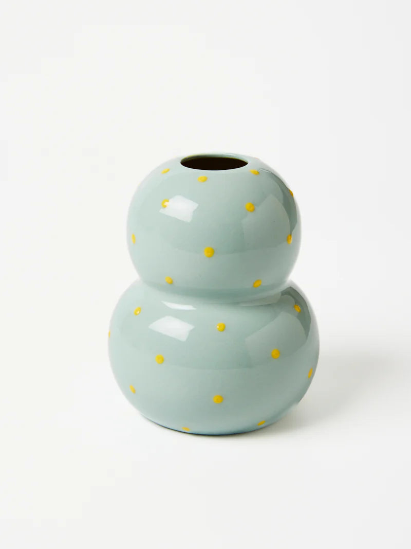 Fonda Pale Blue Yellow Dotty Vase