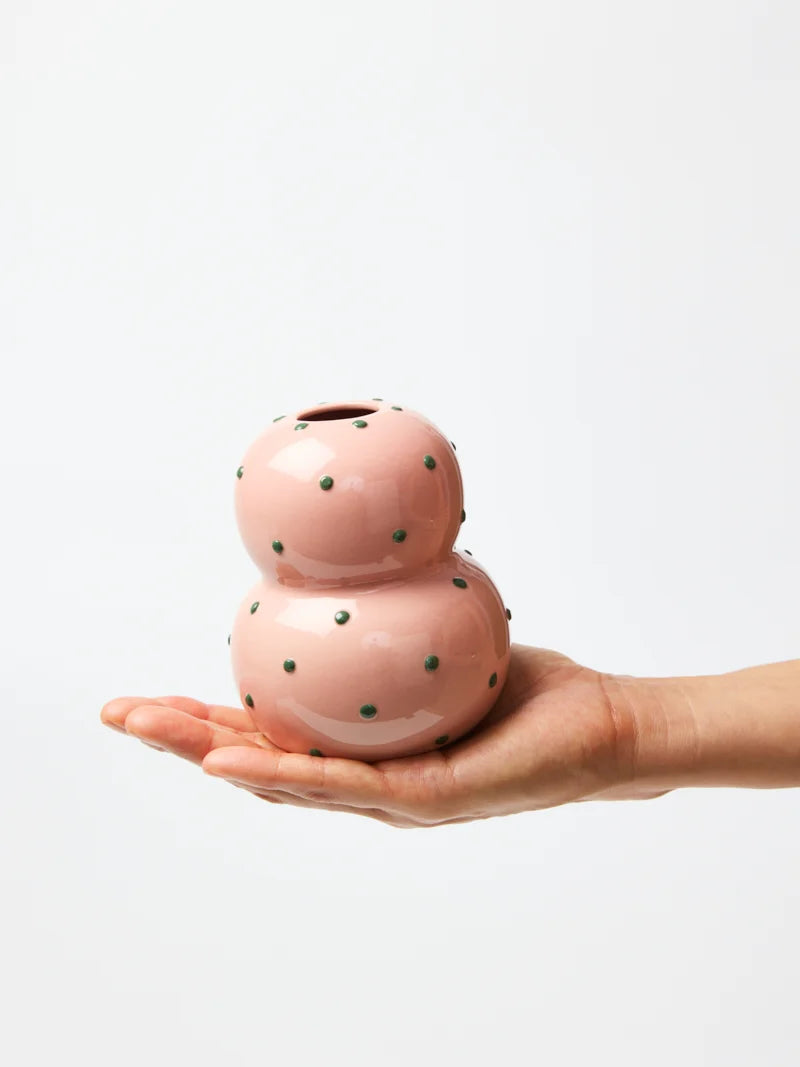 Fonda Vase - Pink Green Dotty