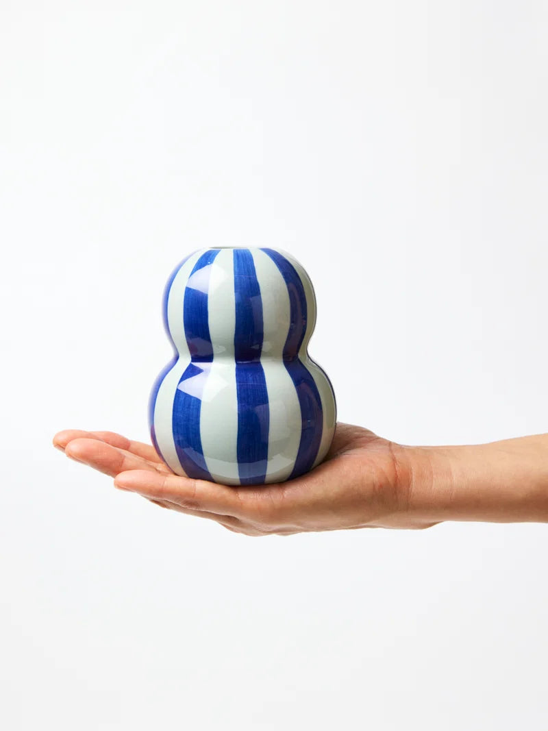 Fonda Vase - Tonal Blue Stripe