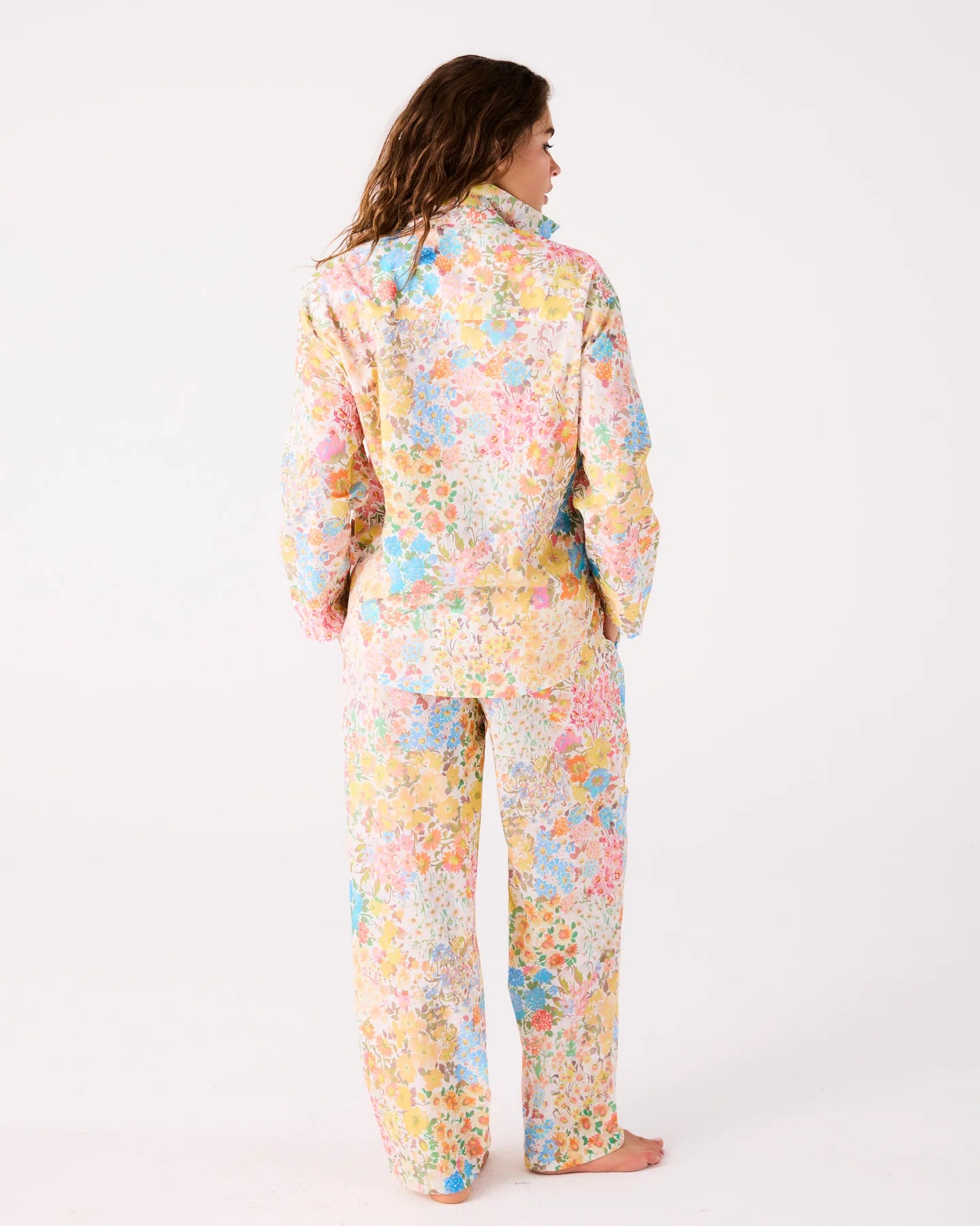 Forever Floral Butter Adult Organic Cotton Long Sleeve Shirt &amp; Pant Pyjama Set