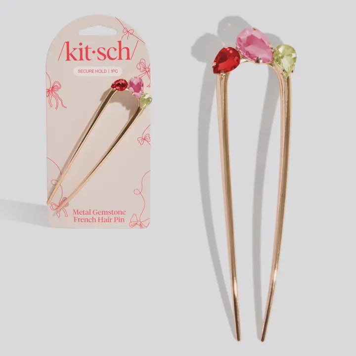 Holiday Gemstone French Hair Pin