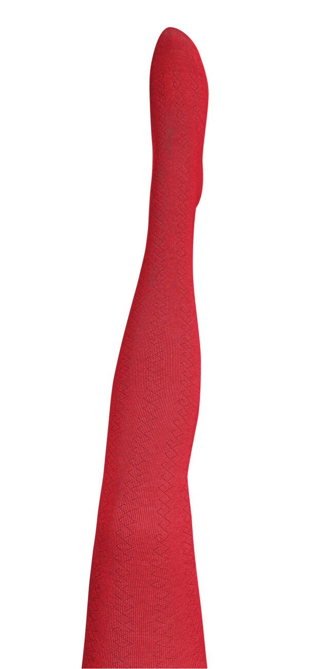 Geo Merino Wool Tights - Red