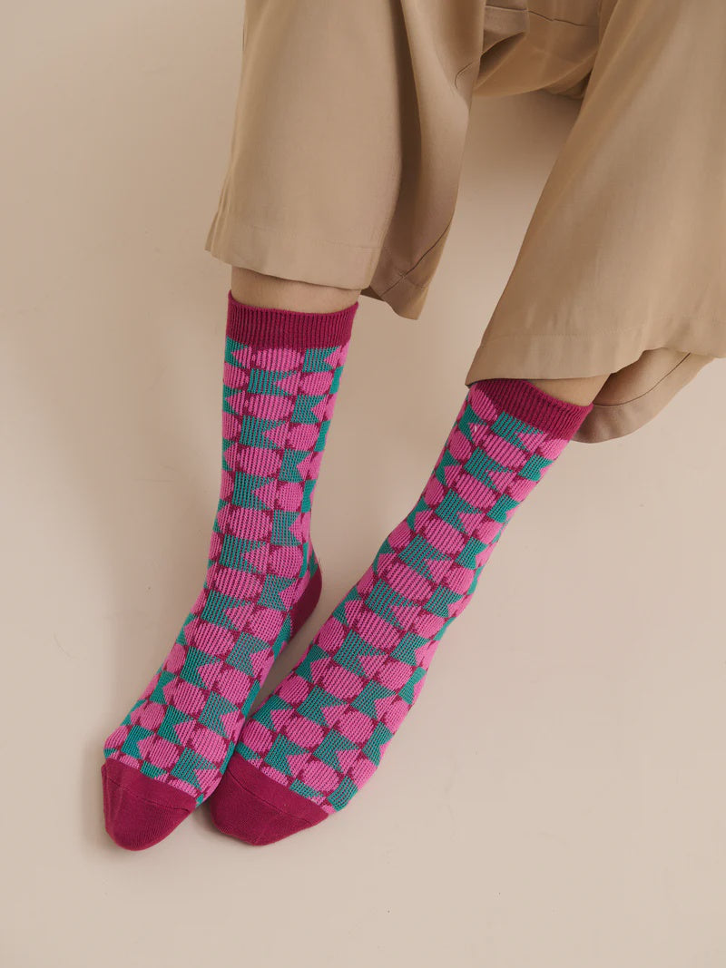 Geometric Winter Crew Socks