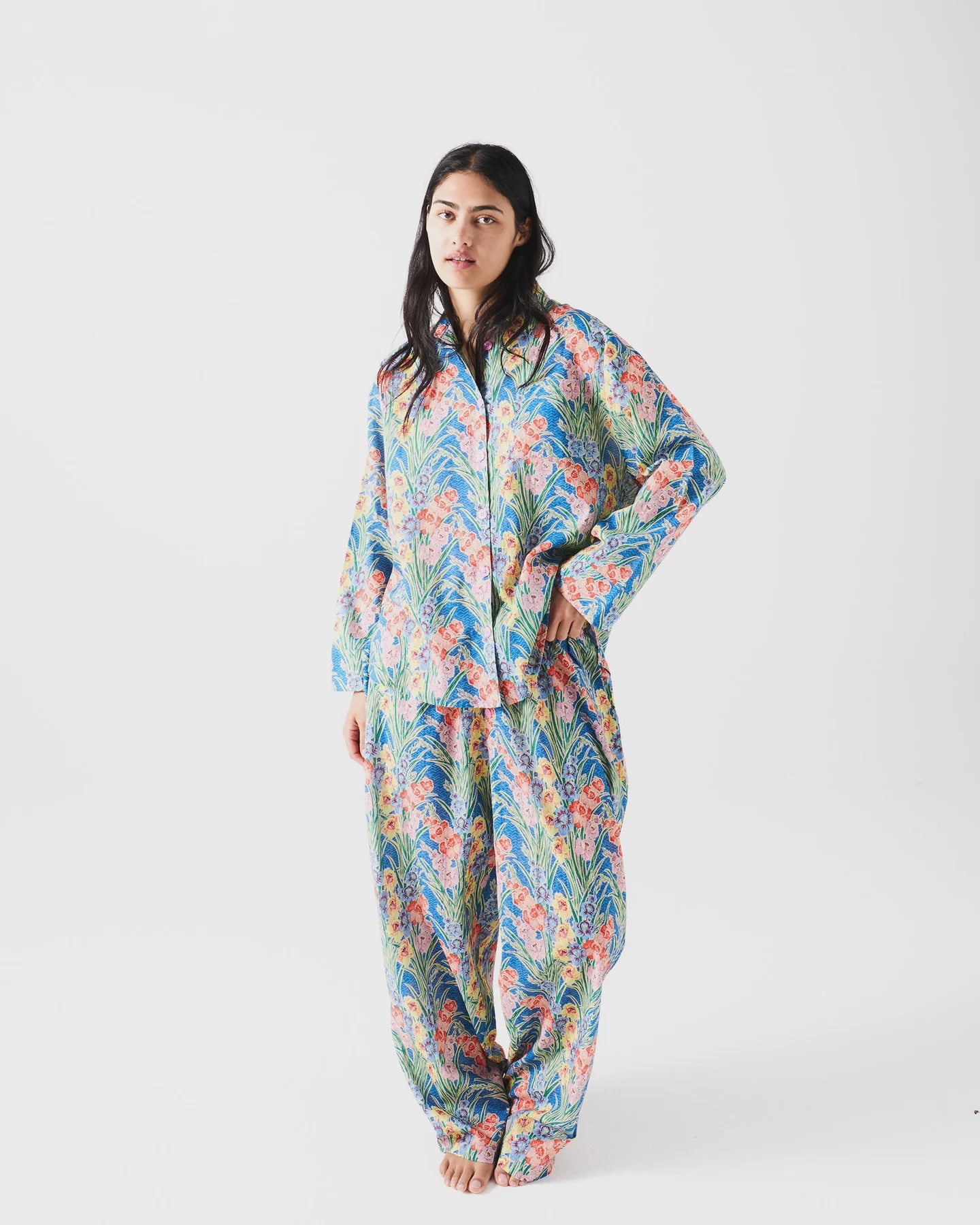 Kip&amp;Co x Anna Spiro Gladiolus Adult Organic Cotton Long Sleeve Shirt &amp; Pant Pyjama Set