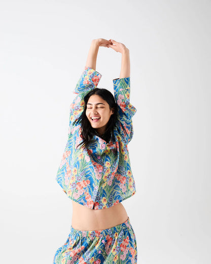 Kip&amp;Co x Anna Spiro Gladiolus Adult Organic Cotton Long Sleeve Shirt &amp; Pant Pyjama Set