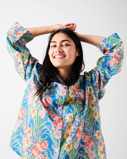 Kip&amp;Co x Anna Spiro Gladiolus Adult Organic Cotton Long Sleeve Shirt &amp; Pant Pyjama Set