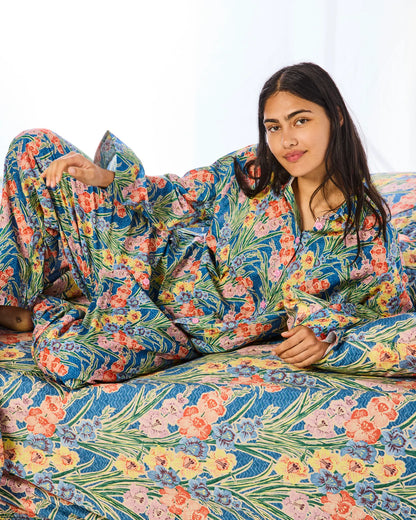Kip&amp;Co x Anna Spiro Gladiolus Adult Organic Cotton Long Sleeve Shirt &amp; Pant Pyjama Set