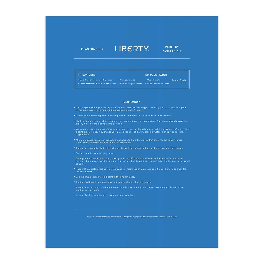Liberty Glastonbury Paint By Numbers Kit