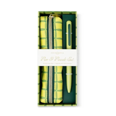 Green Lattice Pen &amp; Pouch Set