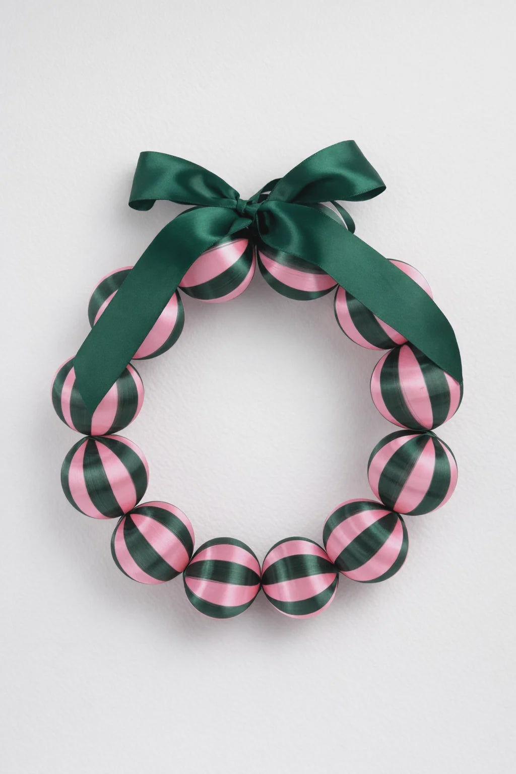 Silk Ball Christmas Wreath - Green &amp; Pink
