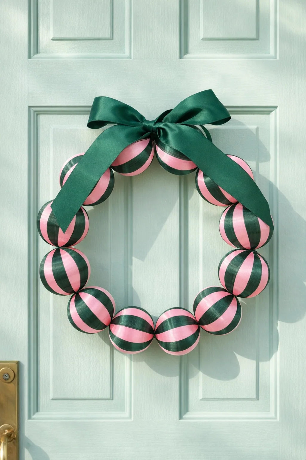 Silk Ball Christmas Wreath - Green &amp; Pink