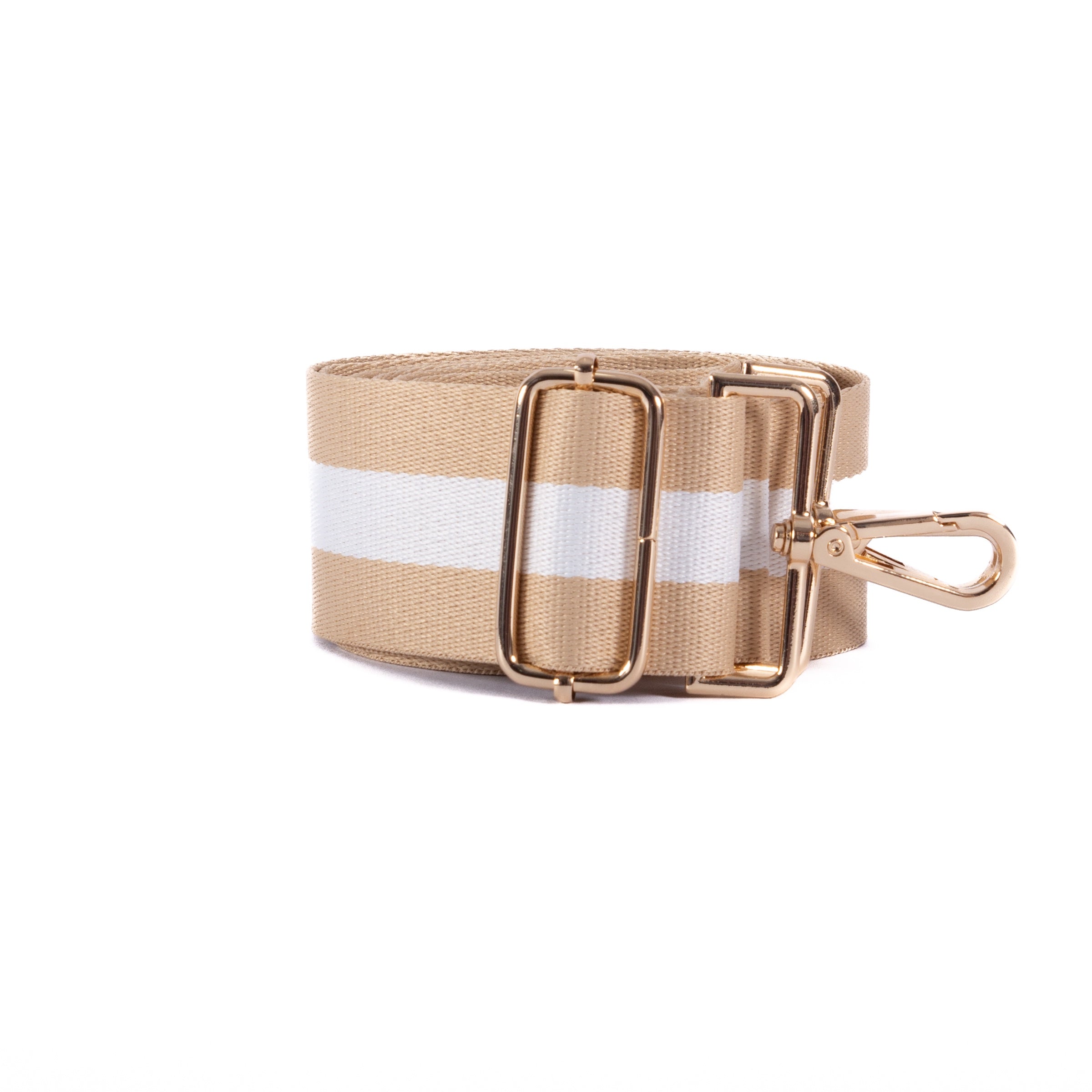 Guitar Strap - Gold &amp; White Stripe