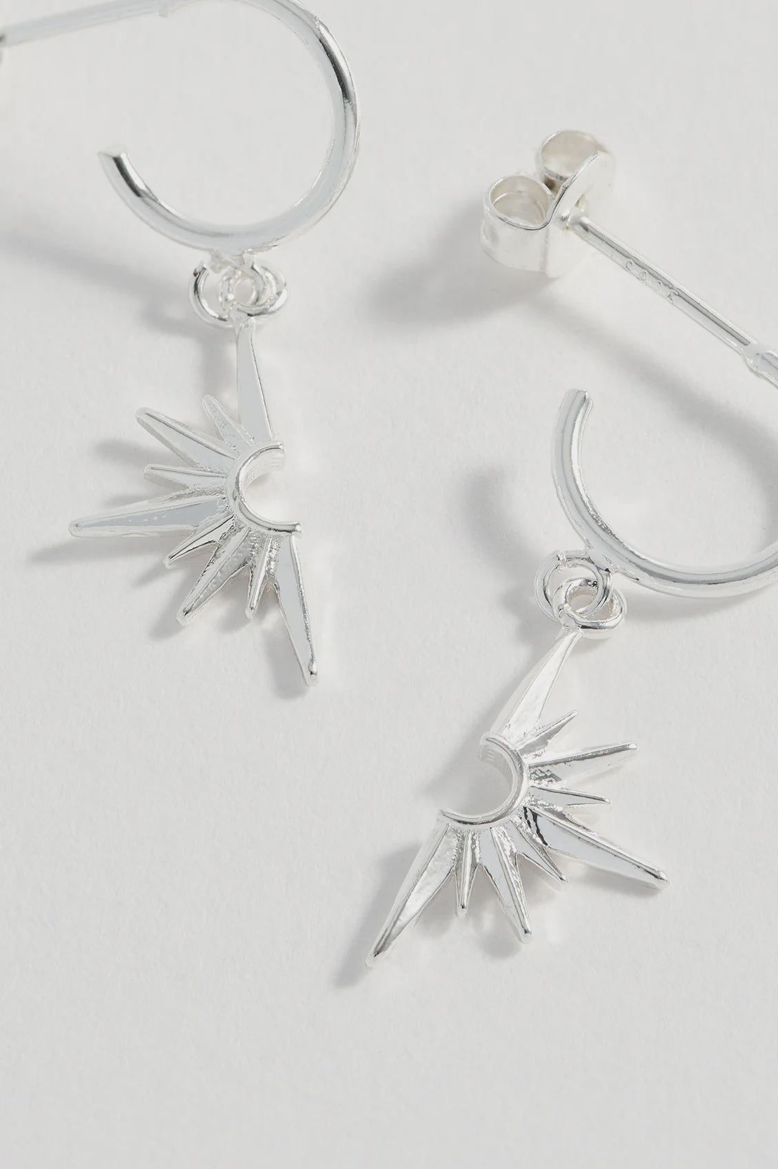Half Star Hoops - Silver Plated