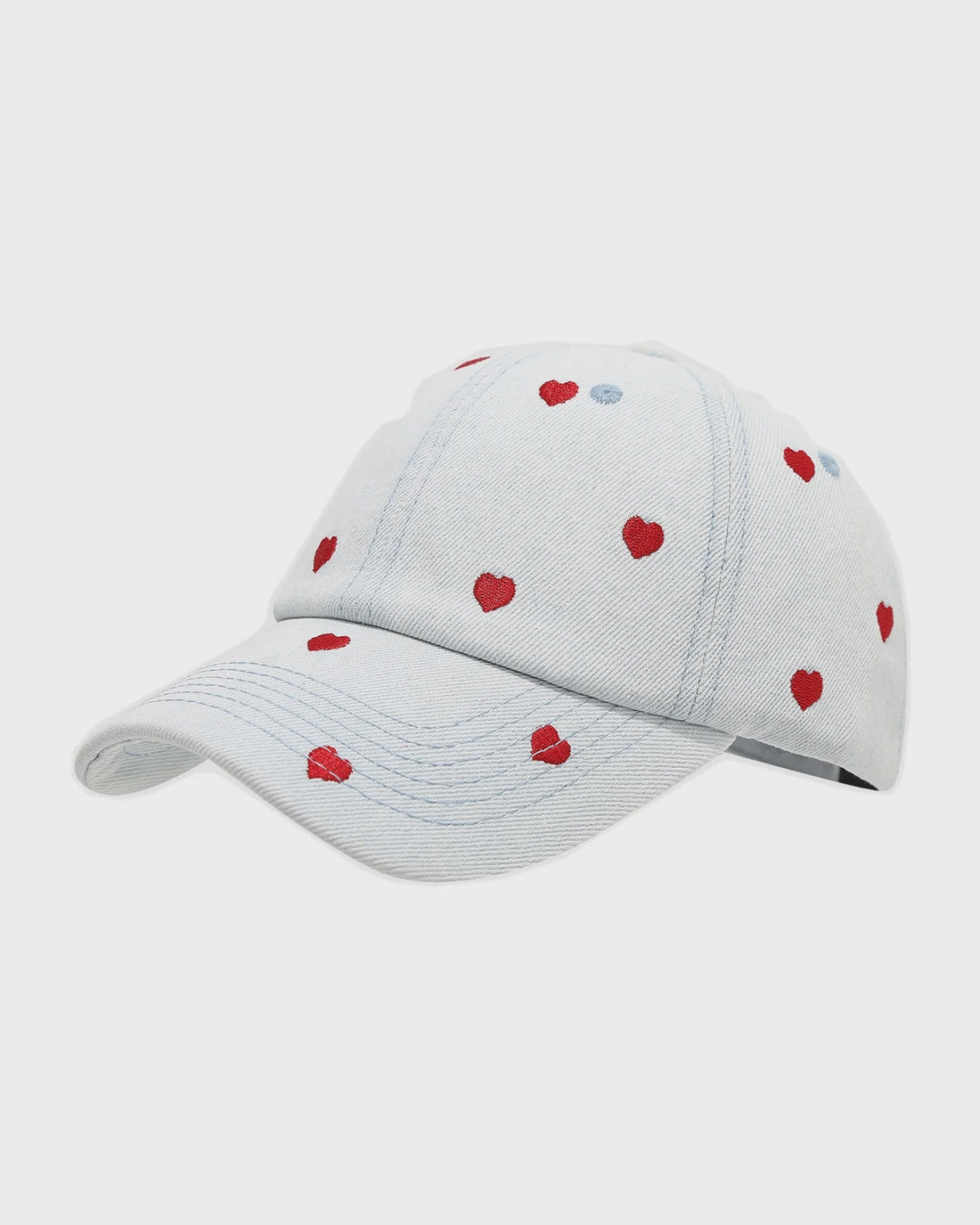 Heart of Gold Embroidered Denim Cap – Light Wash