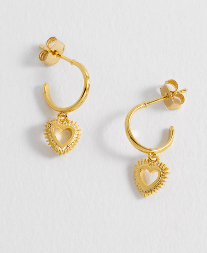 Plain Heart Burst Hoop Earring