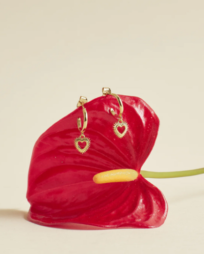 Plain Heart Burst Hoop Earring