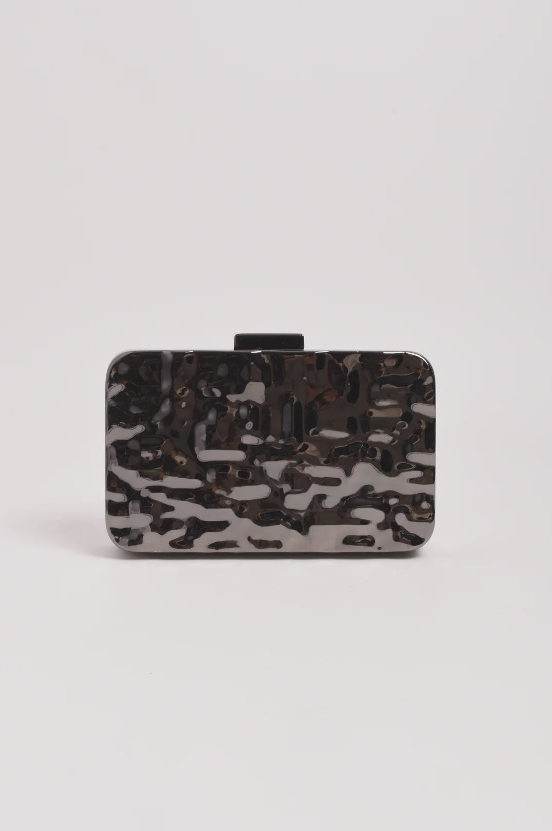 Heidi Textured Metal Clutch - Gunmetal